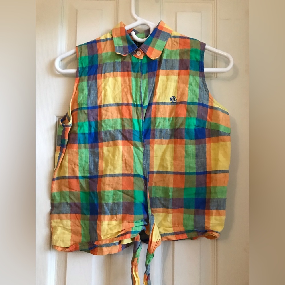 Ralph Lauren multicolor wrap sleeveless shirt